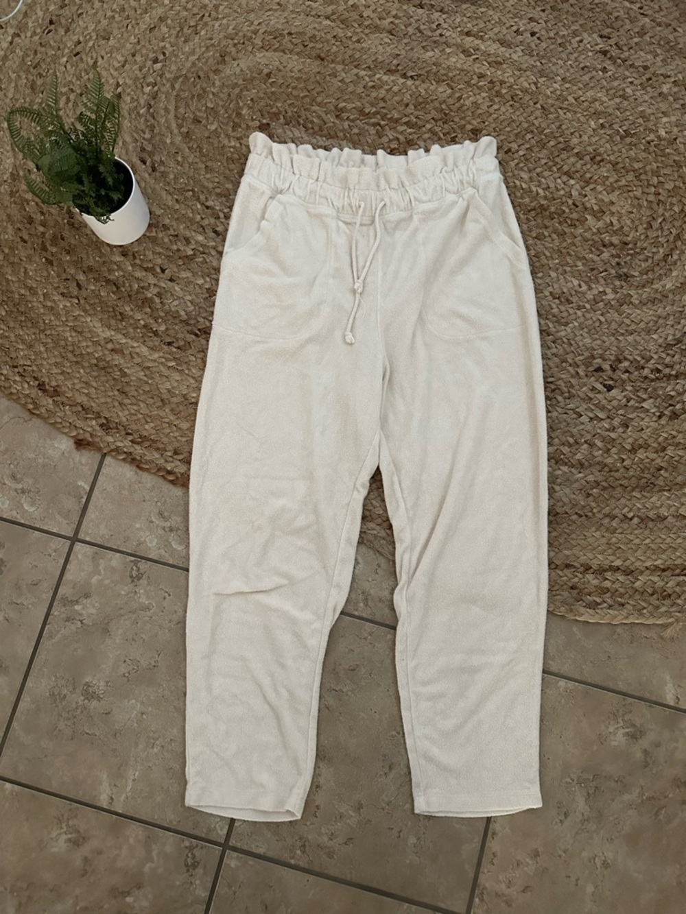 CREAM TERRY CLOTH JOGGERS